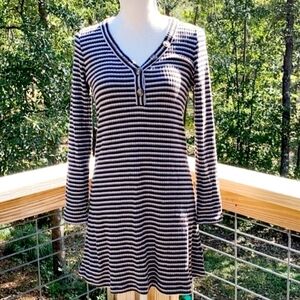 American Eagle Outfitters Womens Small S Stripe Casual Long Sleeve Ribbed Dress